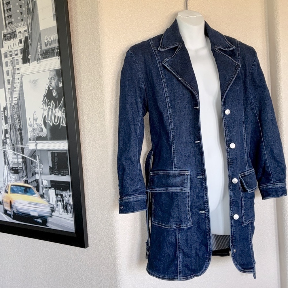 Pilcro jean jacket, Women's, XSP, blue, EUC, pockets, lined, belt, Denim. - Picture 5 of 17